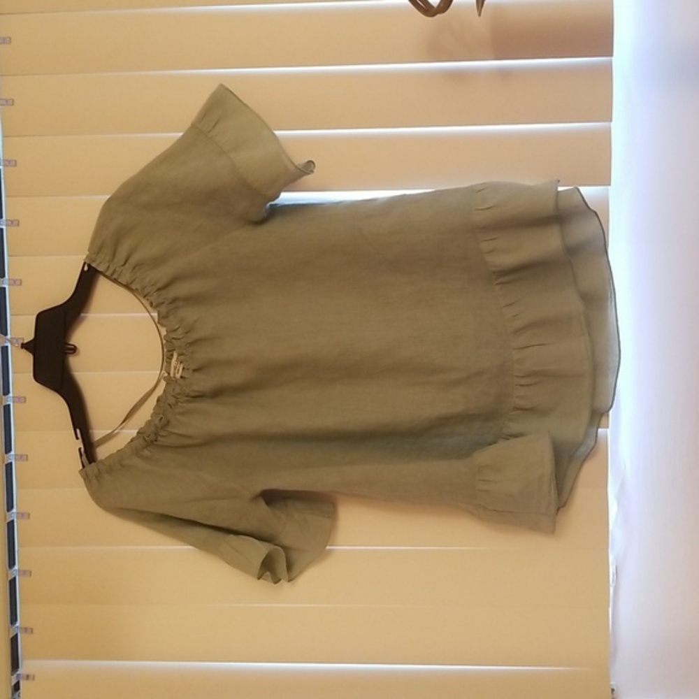 ❤❤️ MADE in ITALY! TERZO MILLENNIO Ruffle Trimmed / Off Shoulder Linen Top